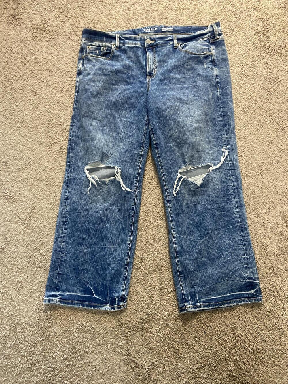 Torrid Perfect Wide Leg Jeans Womens 20R Blue Vintage Stretch Distressed Plus